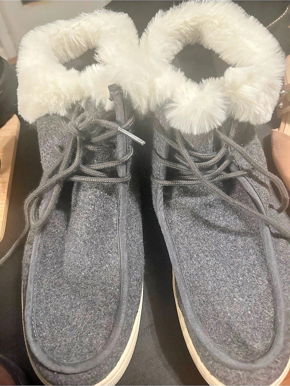 Makalu Faux-Fur Collar Sneakers in Black & White